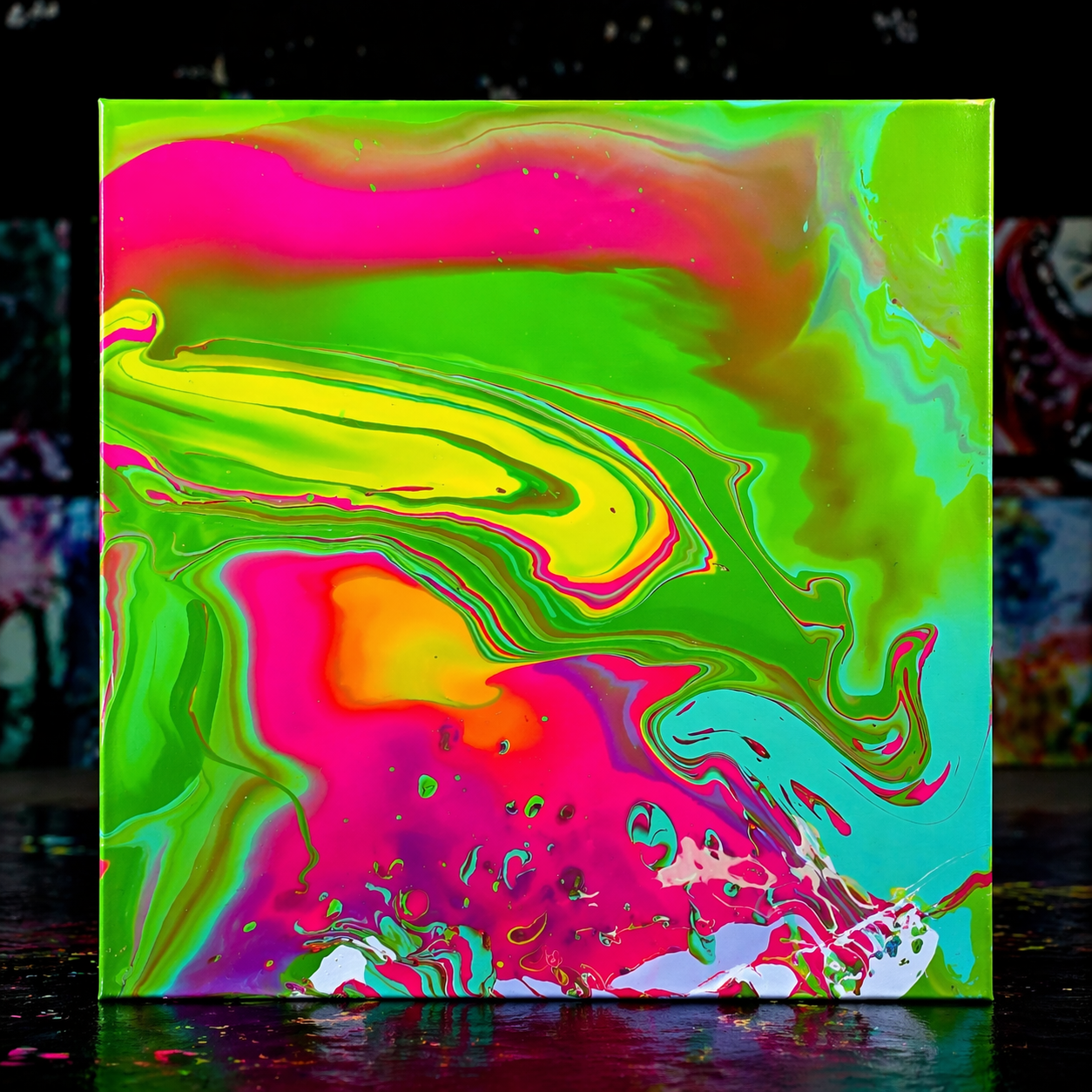 Finished fluid art piece